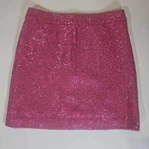 Loft Sequined Mini Skirt Womens Size 2 Pink Feminine Barbiecore Office Wear